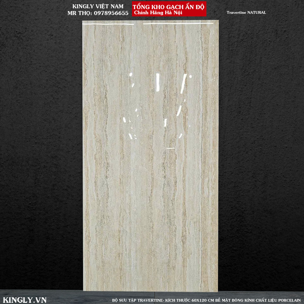 Gạch nhập khẩu ấn độ 60x120 travertine NATURAL